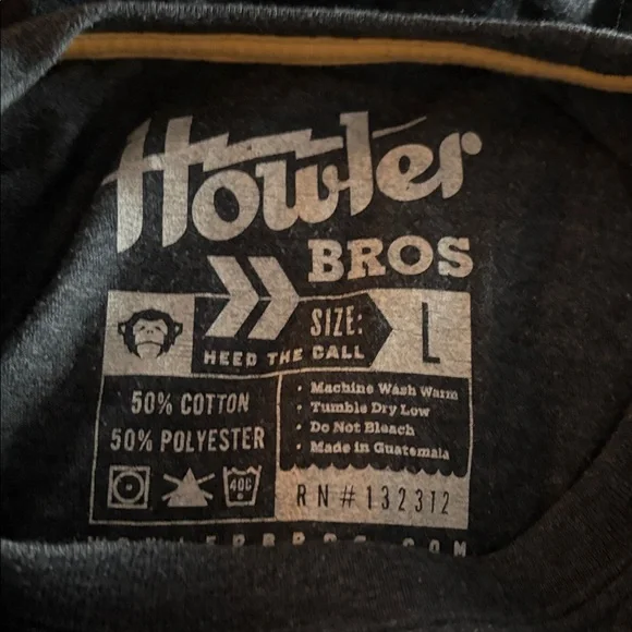 Howler Brothers Black Tee graphic front pocket size large - Picture 4 of 7